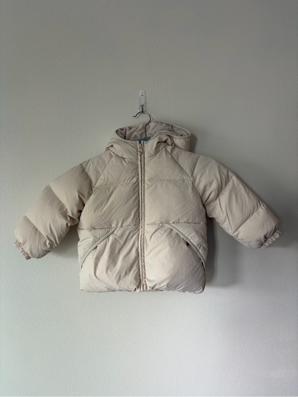 Zara Kids Light Cream Hooded Puffer Jacket